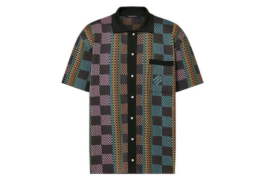 Louis Vuitton Damier Short-Sleeved Cotton Knit Shirt Multicolor