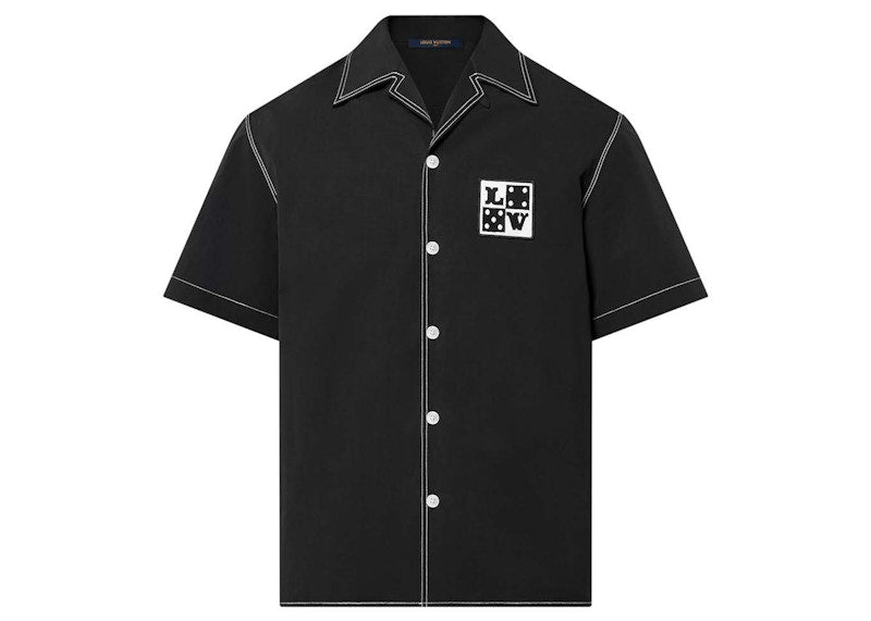 Louis Vuitton Embroidered Short-Sleeved Cotton Shirt Black