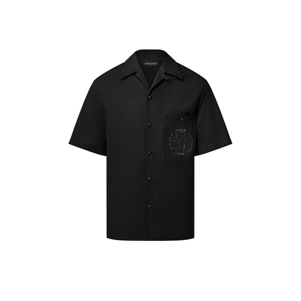 Louis Vuitton Embroidered Short-Sleeved Cotton Shirt Black