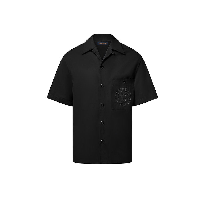 Louis Vuitton Embroidered Short-Sleeved Cotton Shirt Black