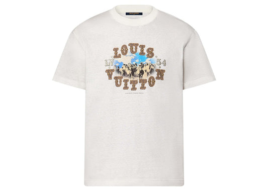 Louis Vuitton Graphic Cotton and Linen-Blend T-Shirt Milky White