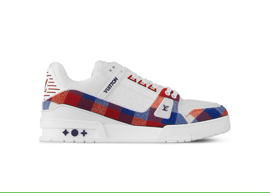 Louis Vuitton LV Trainer Blanc Rouge Bleu Damier 