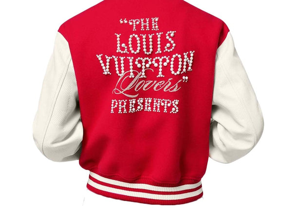Louis Vuitton Mix Leather Varsity Blouson Jacket Bright Red