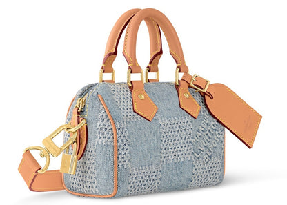 Louis Vuitton Speedy 18 Bandouliere Damier Denim 3D Blue Denim