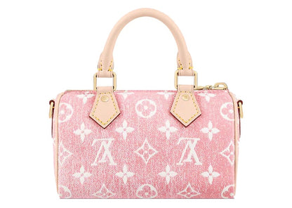 Louis Vuitton Nano Speedy Denim Jacquard Pink