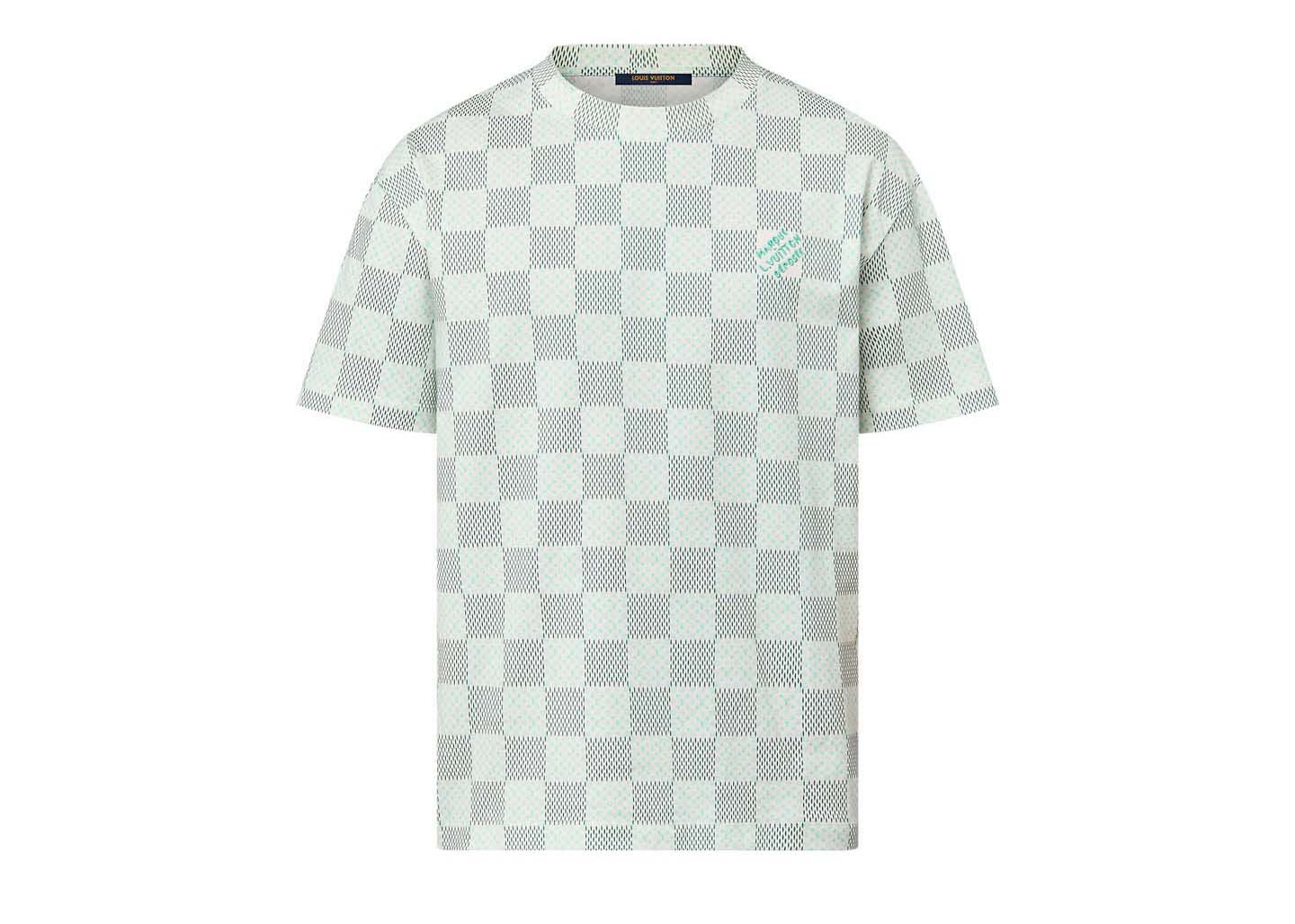 Louis Vuitton Printed Short-Sleeved Cotton Damier Monogram T-shirt Milky White