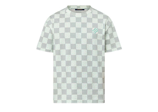 Louis Vuitton T-shirt à manches courtes en coton Damier monogramme imprimé Blanc laiteux 