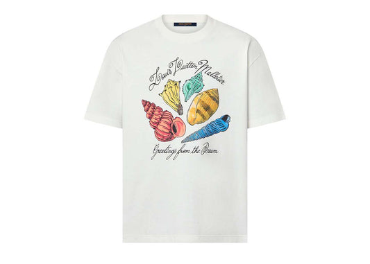 Louis Vuitton Printed Short-Sleeved Cotton T-shirt Milky White 