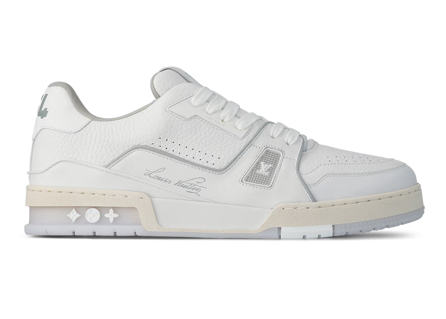 Louis Vuitton Trainer White Gray Signature 