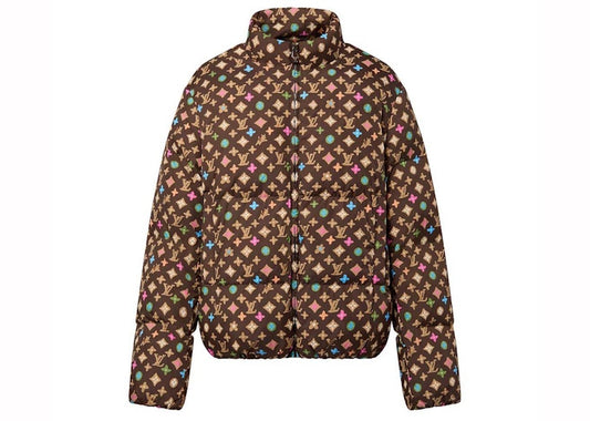 Louis Vuitton by Tyler, the Creator Monogram Printed Light Down Jacket Brown Pastel Multicolor