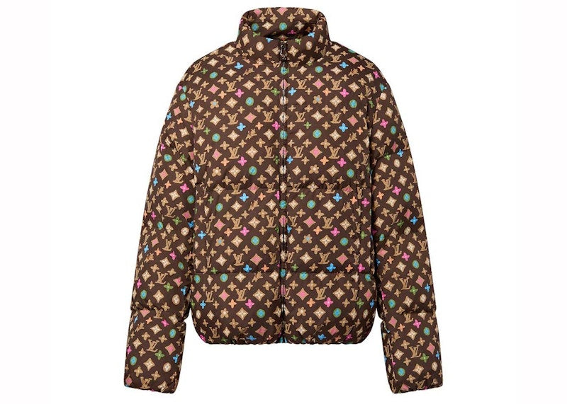 Louis Vuitton by Tyler, the Creator Monogram Printed Light Down Jacket Brown Pastel Multicolor
