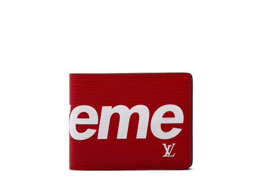 Louis Vuitton x Supreme Portefeuille Mince Epi Rouge