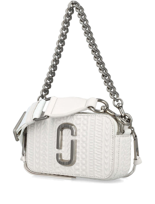 Marc Jacobs The Snapshot Logo Leather Shoulder Bag White