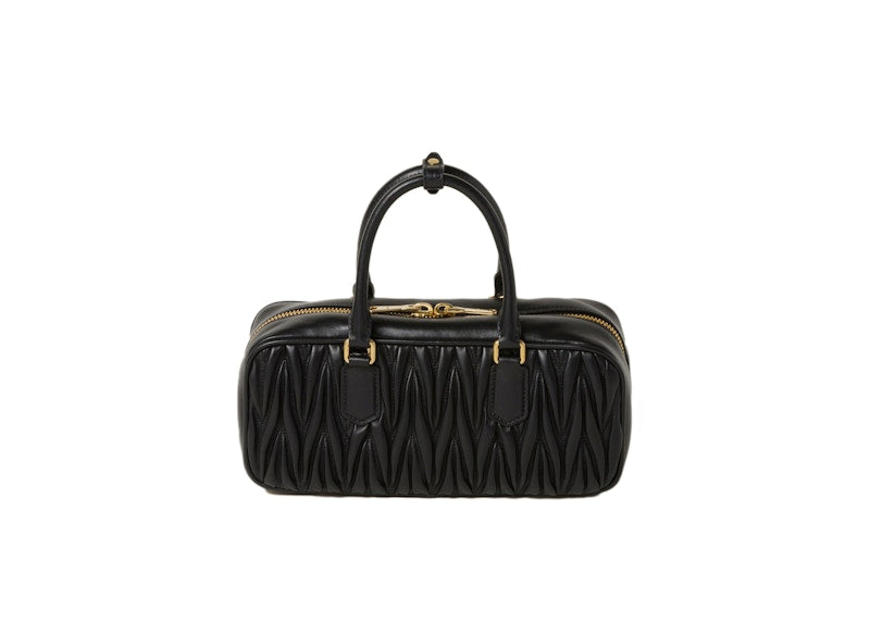 Miu Miu Arcadie Matelasse Nappa Leather Bag Black