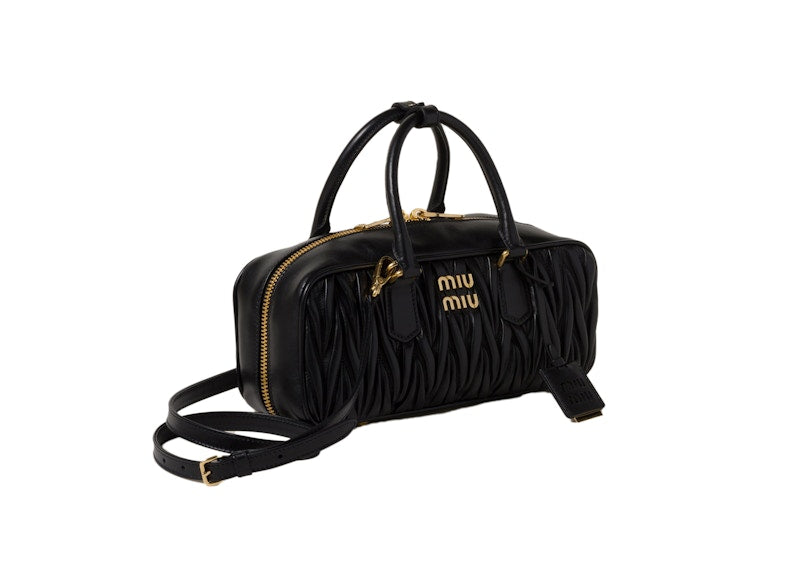Miu Miu Arcadie Matelasse Nappa Leather Bag Black