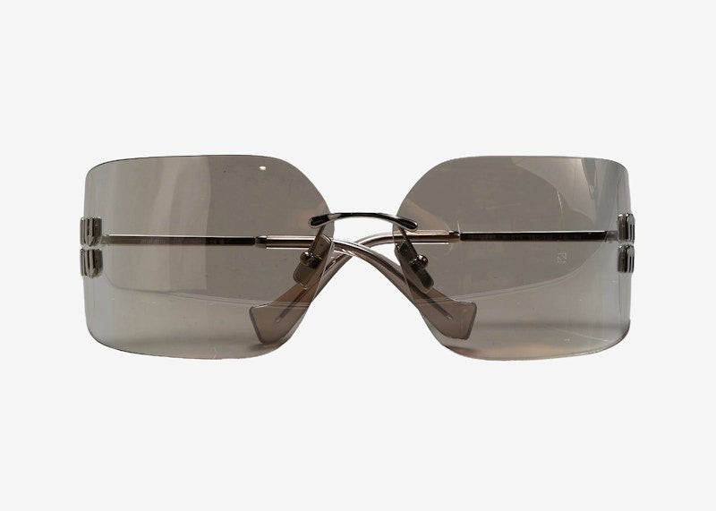 Miu Miu Irregular Sunglasses Silver/Ivory