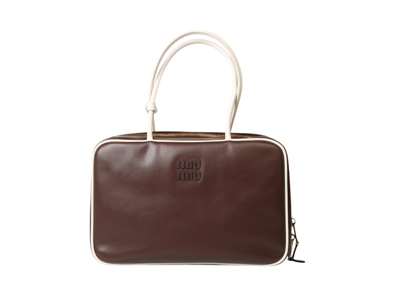 Miu Miu Large Contrast Beau Bag 03Xh Briarwood/White