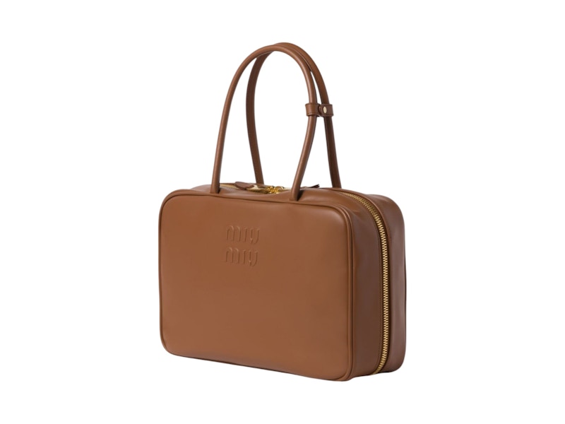 Miu Miu Leather Beau Bag Cognac