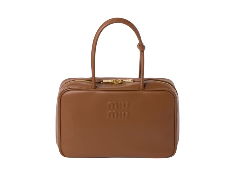 Miu Miu Leather Beau Bag Cognac