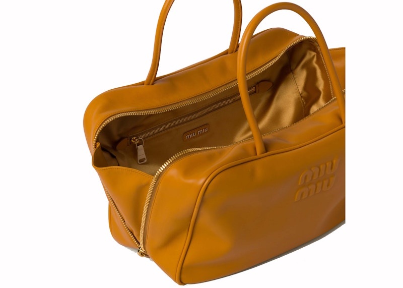 Miu Miu Leather Top Handle Pomegranate Yellow