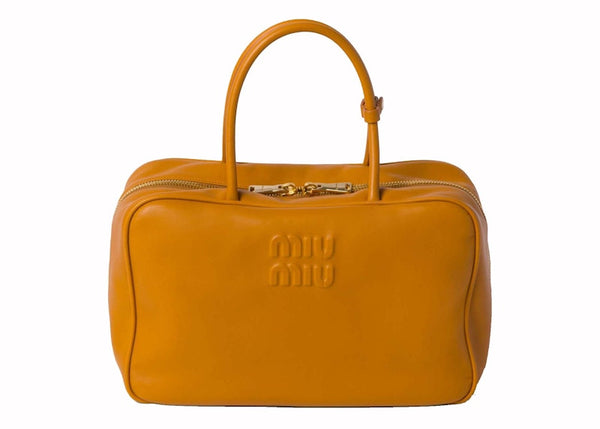 Miu Miu Leather Top Handle Pomegranate Yellow