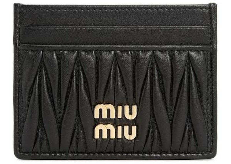Miu Miu Matelasse Nappa Leather Card Holder Black