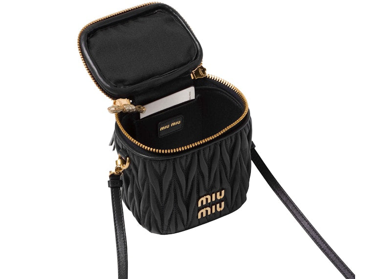Miu Miu Matelasse Nappa Leather Mini Pouch Black