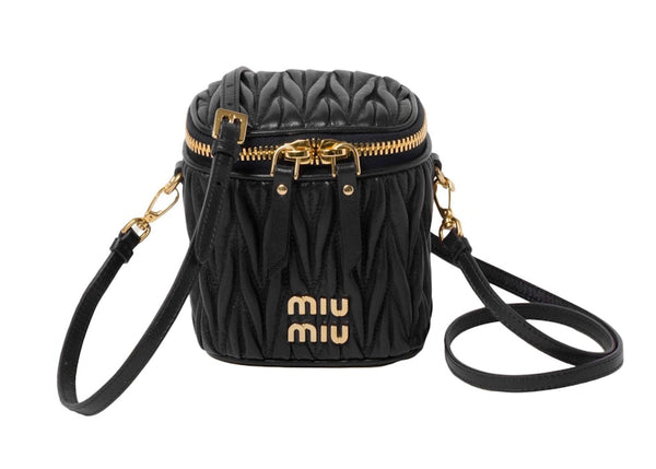 Miu Miu Matelasse Nappa Leather Mini Pouch Black