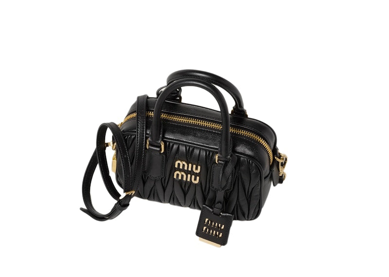 Miu Miu Matelasse Nappa Leather Top-Handle Bag Black