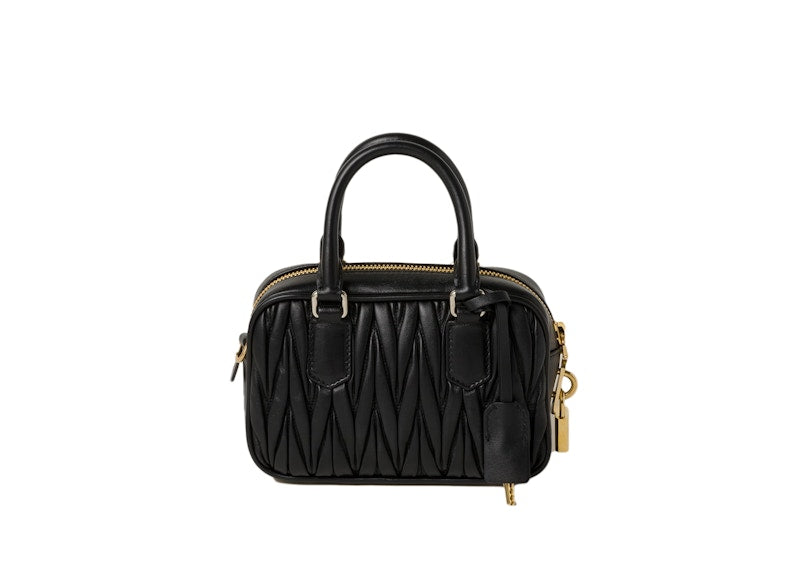 Miu Miu Matelasse Nappa Leather Top-Handle Bag Black