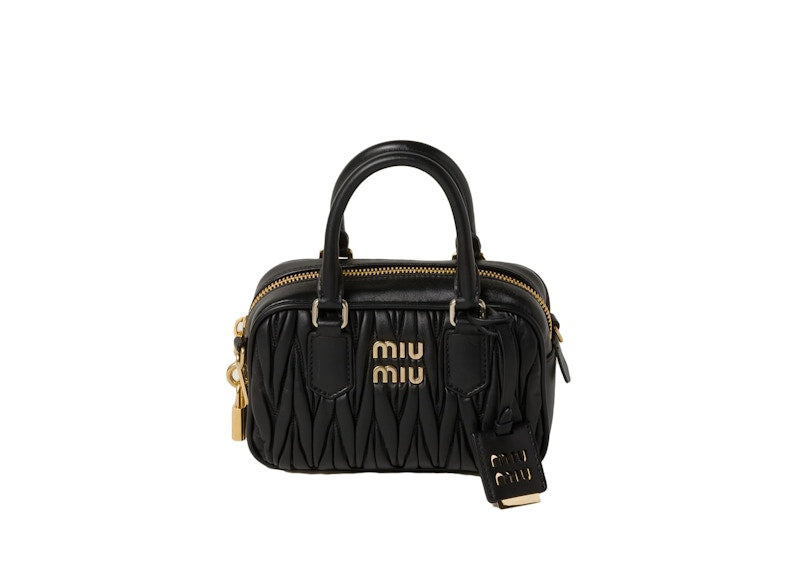 Miu Miu Matelasse Nappa Leather Top-Handle Bag Black