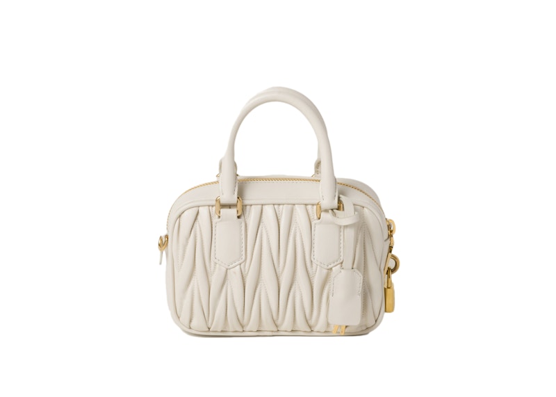 Miu Miu Matelasse Nappa Leather Top-Handle White