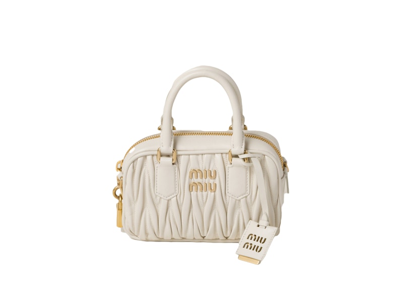 Miu Miu Matelasse Nappa Leather Top-Handle White