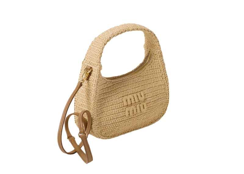 Miu Miu Wander Crochet Handbag Natural