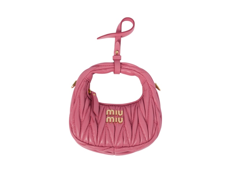 Miu Miu Wander Matelasse Nappa Leather Micro Hobo Bag Begonia Pink