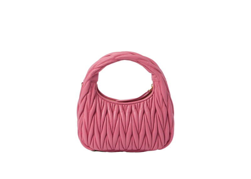 Miu Miu Wander Matelasse Nappa Leather Mini Hobo Bag Pink