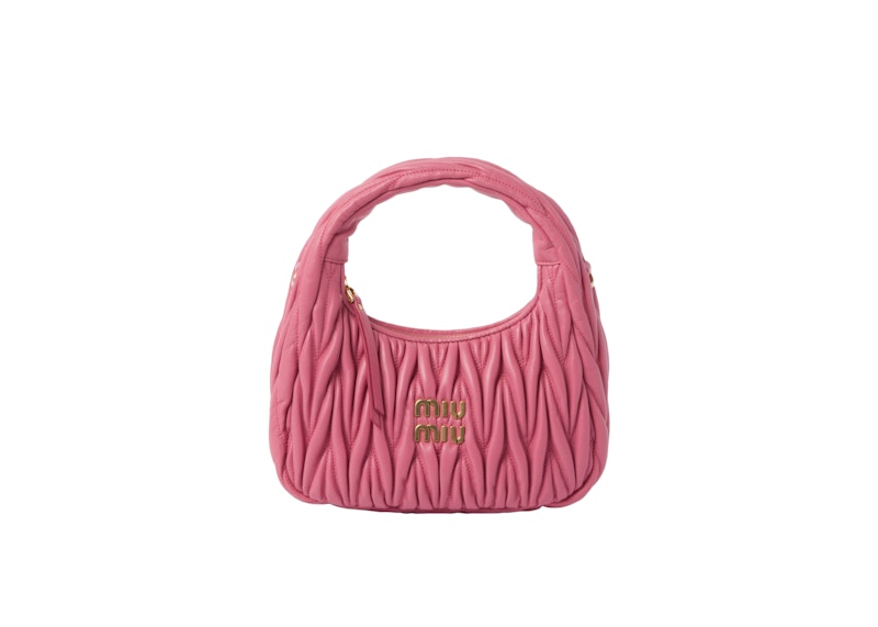 Miu Miu Wander Matelasse Nappa Leather Mini Hobo Bag Pink