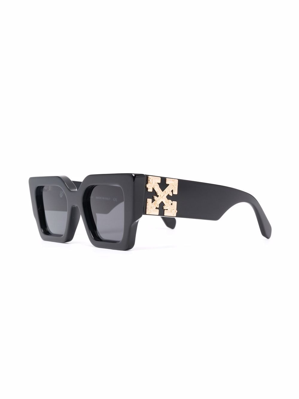 OFF-WHITE Catalina Rectangular Frame Sunglasses Black/Dark Grey/Gold