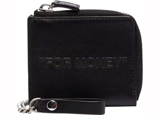 OFF-WHITE Debossed Quote Chain Wallet Black 