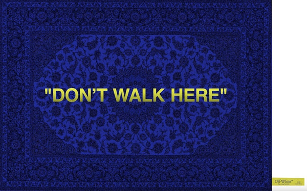 OFF-WHITE "Don't Walk Here" Rug Deep Blue/Yellow