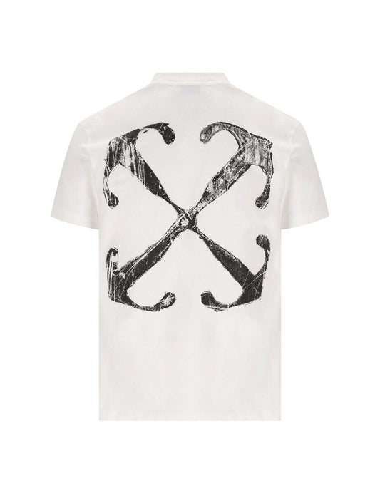 OFF-WHITE T-Shirt Scratch Flèche Blanc 