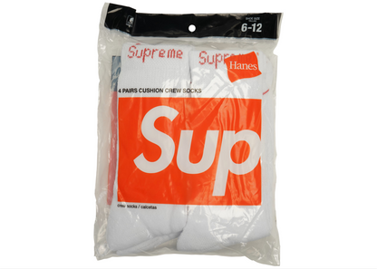 Chaussettes Supreme Hanes Crew (Lot de 2) Blanc