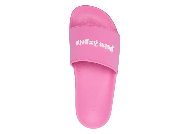 Palm Angels Essential Logo Pool Slides Fuchsia Fluo