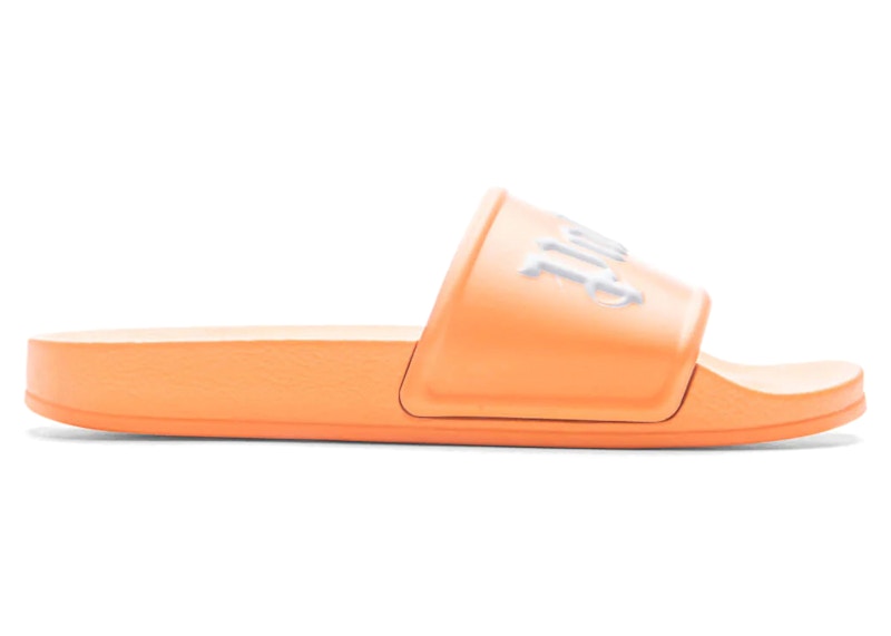 Palm Angels Logo Pool Slides Orange White