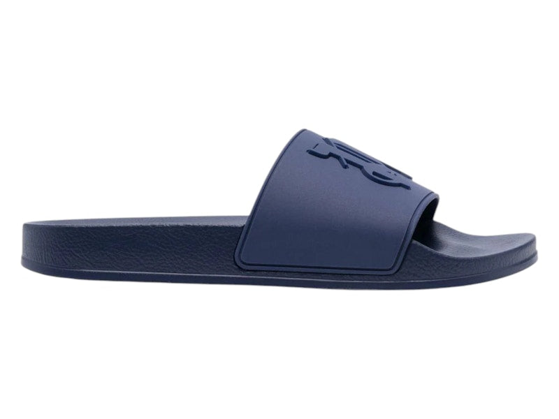 Palm Angels Monogram Pool Sliders Dark Blue