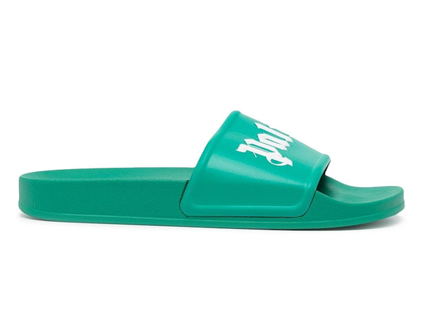 Palm Angels Pool Slides Green White