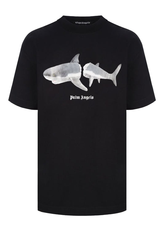 T-shirt requin Palm Angels noir/blanc