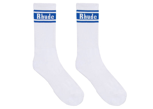 Rhude Stripe Logo Socks White/Blue 