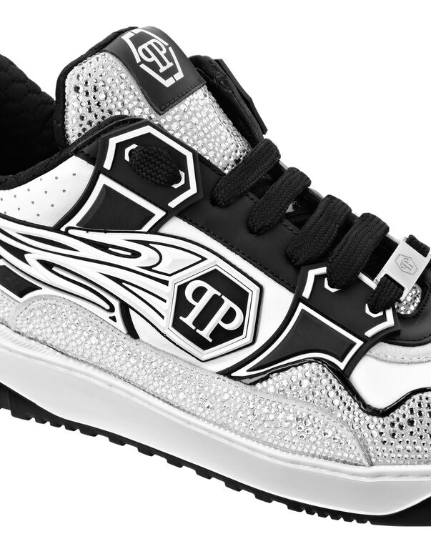 Philipp Plein Leather Low-Top Sneakers Moon Walker White Black