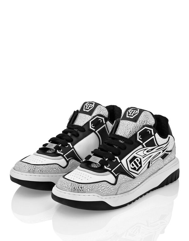 Philipp Plein Leather Low-Top Sneakers Moon Walker White Black